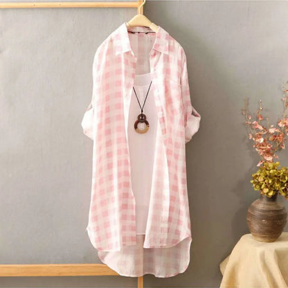 Witte Lange Blouse Zomerse Stijl Klassiek en Elegant