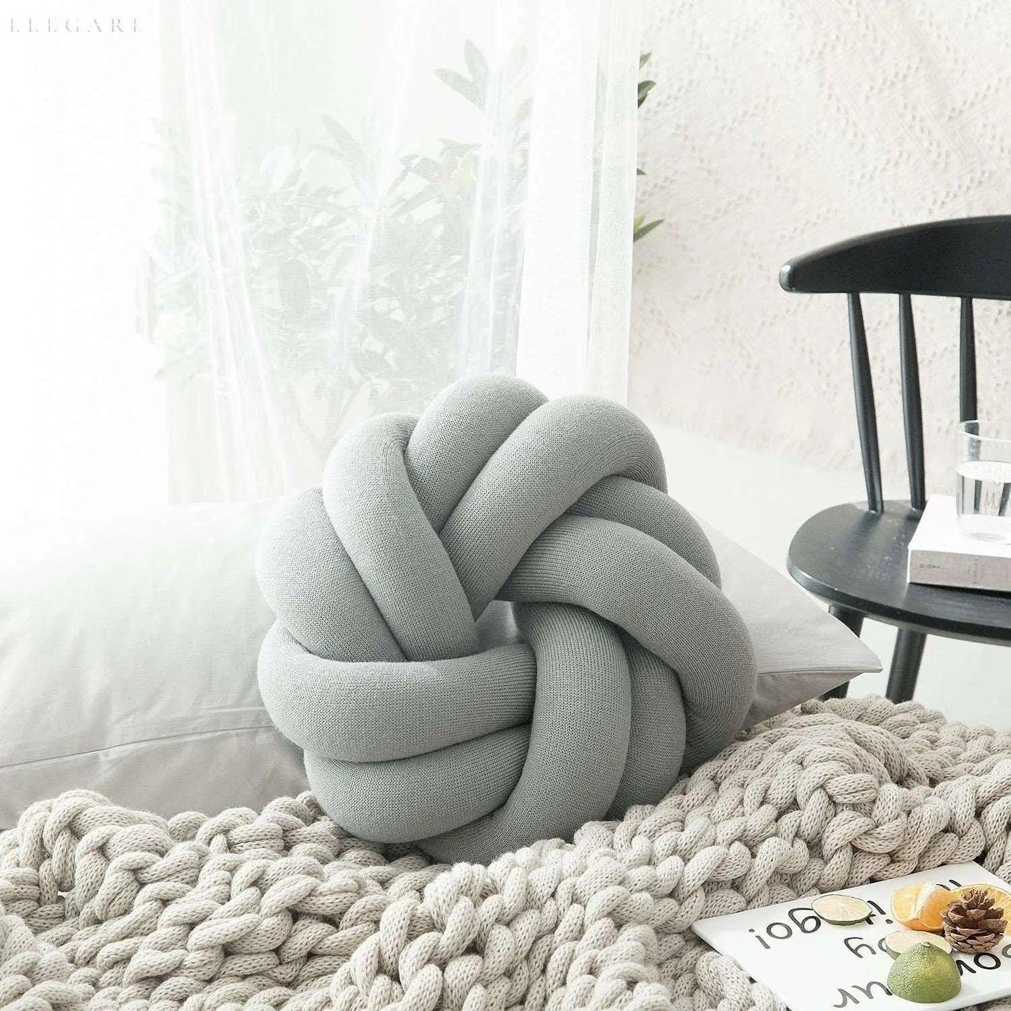 Sierkussen Knoop Rond Fluweel Decoratief 30cm Scandinavisch