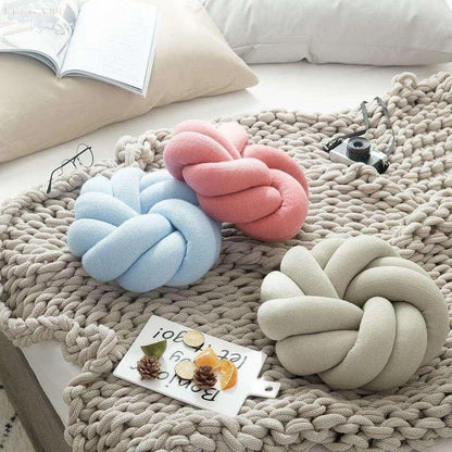 Sierkussen Knoop Rond Fluweel Decoratief 30cm Scandinavisch