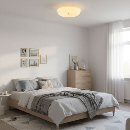 Plafondlamp Melkglas 32–46 cm | Glazen Bol met Zilveren Accent | Dimbare Plafondverlichting Warm Wit