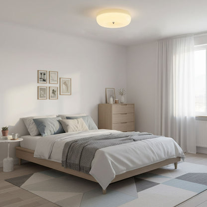 Plafondlamp Melkglas 32–46 cm | Glazen Bol met Zilveren Accent | Dimbare Plafondverlichting Warm Wit