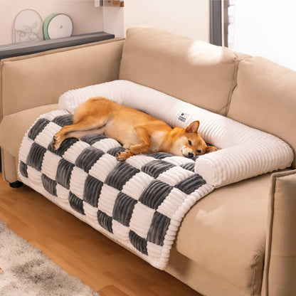 Geruit Hondenkussen Vierkant Beschermhoes Bank Meubels Huisdier 61×70 cm Crème Beige Bruin Koffie Grijs