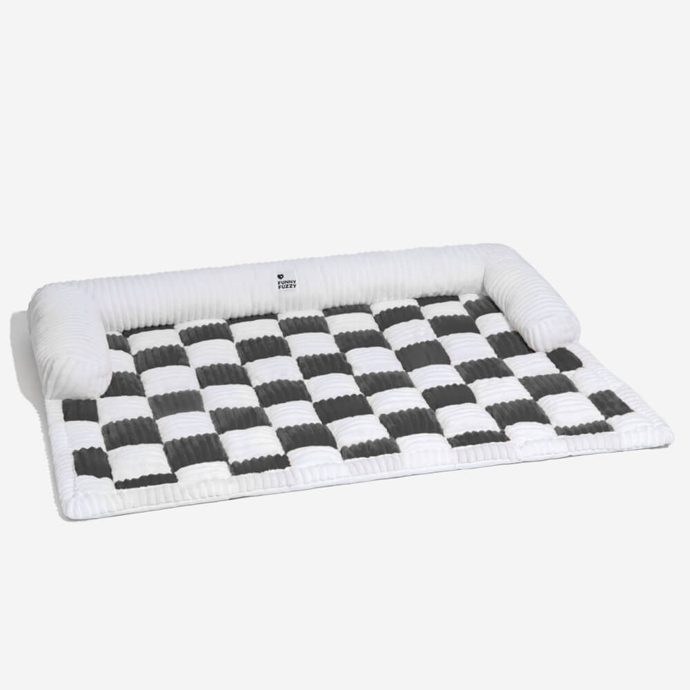 Geruit Hondenkussen Vierkant Beschermhoes Bank Meubels Huisdier 61×70 cm Crème Beige Bruin Koffie Grijs
