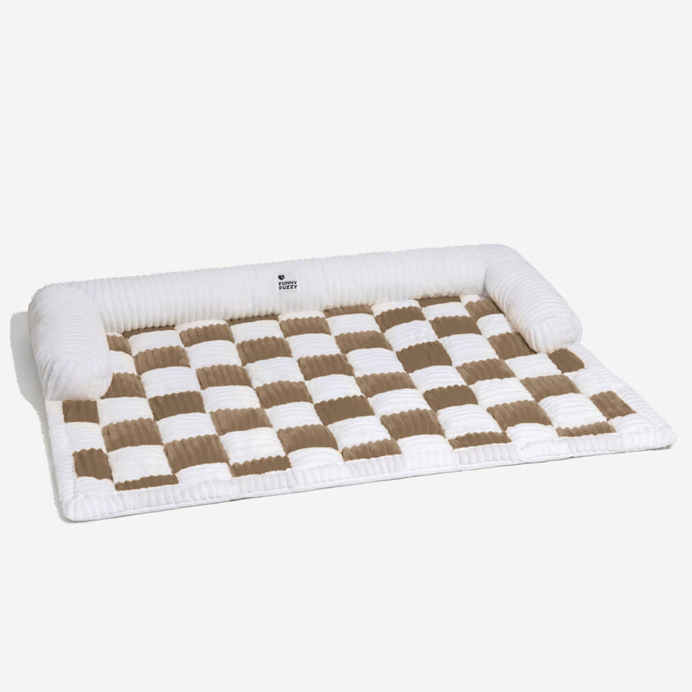 Geruit Hondenkussen Vierkant Beschermhoes Bank Meubels Huisdier 61×70 cm Crème Beige Bruin Koffie Grijs
