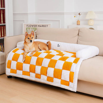 Geruit Hondenkussen Vierkant Beschermhoes Bank Meubels Huisdier 61×70 cm Crème Beige Bruin Koffie Grijs