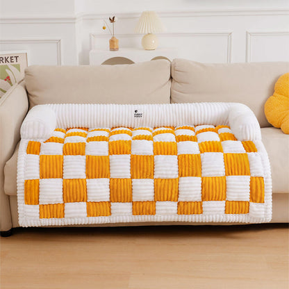 Geruit Hondenkussen Vierkant Beschermhoes Bank Meubels Huisdier 61×70 cm Crème Beige Bruin Koffie Grijs