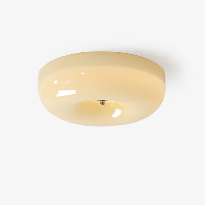 Plafondlamp Melkglas 32–46 cm | Glazen Bol met Zilveren Accent | Dimbare Plafondverlichting Warm Wit