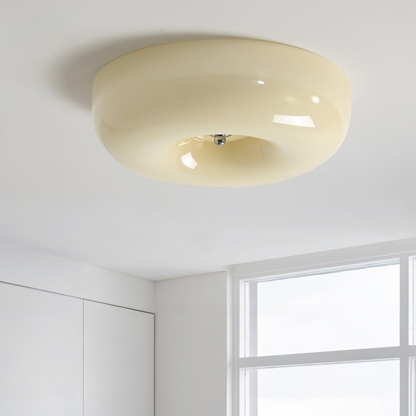Plafondlamp Glas Swirl Metaal Wit Koffie Beige Woonkamer Slaapkamer LED 3000K 4000K 6000K Ø32 Ø40 Ø46cm Plafonnière Dimbaar
