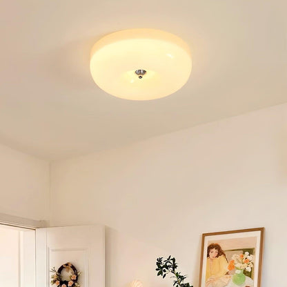 Plafondlamp Melkglas 32–46 cm | Glazen Bol met Zilveren Accent | Dimbare Plafondverlichting Warm Wit