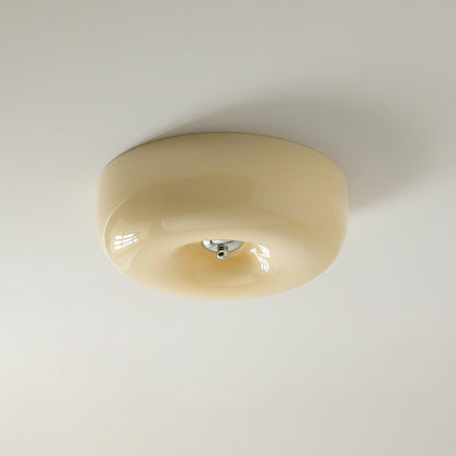 Plafondlamp Melkglas 32–46 cm | Glazen Bol met Zilveren Accent | Dimbare Plafondverlichting Warm Wit