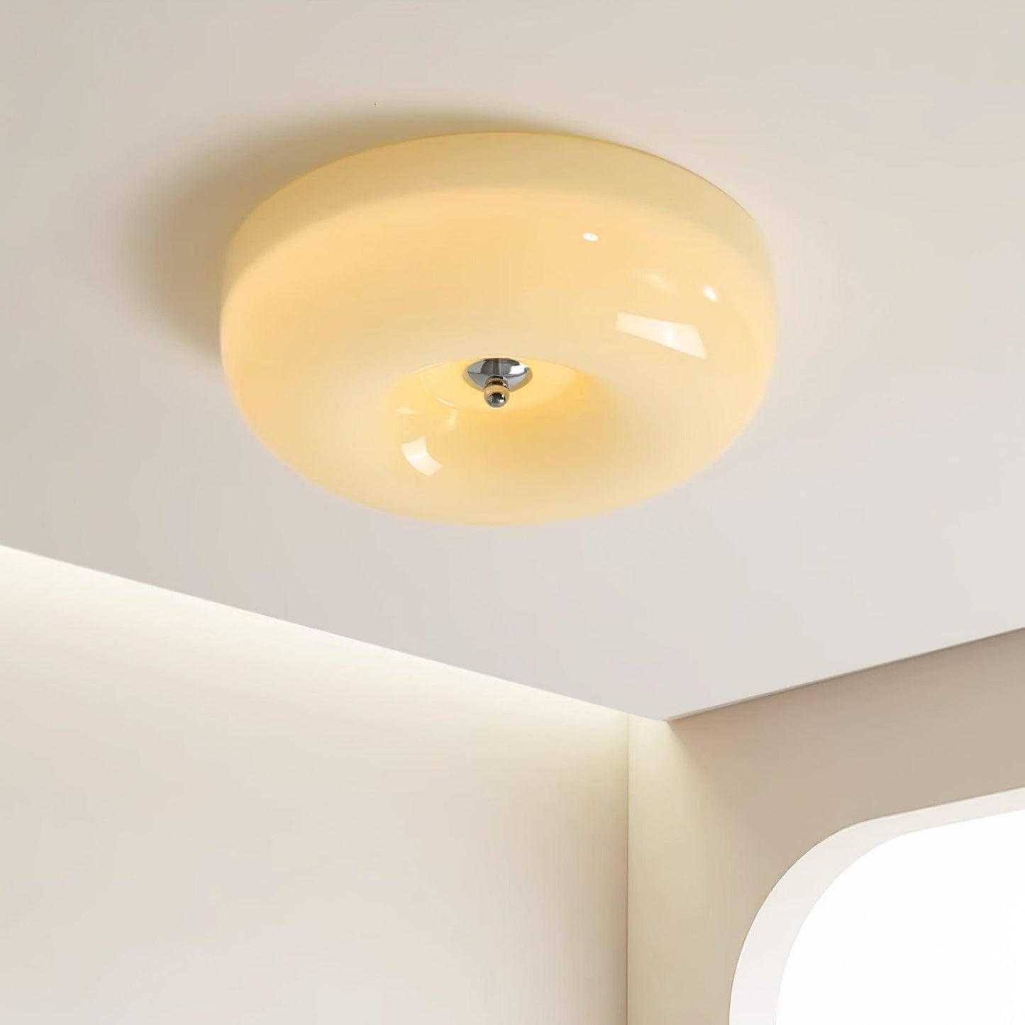 Plafondlamp Glas Swirl Metaal Wit Koffie Beige Woonkamer Slaapkamer LED 3000K 4000K 6000K Ø32 Ø40 Ø46cm Plafonnière Dimbaar