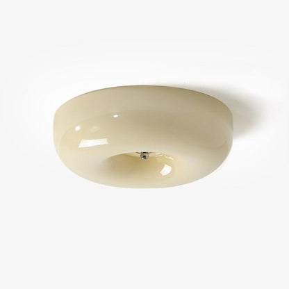 Plafondlamp Melkglas 32–46 cm | Glazen Bol met Zilveren Accent | Dimbare Plafondverlichting Warm Wit