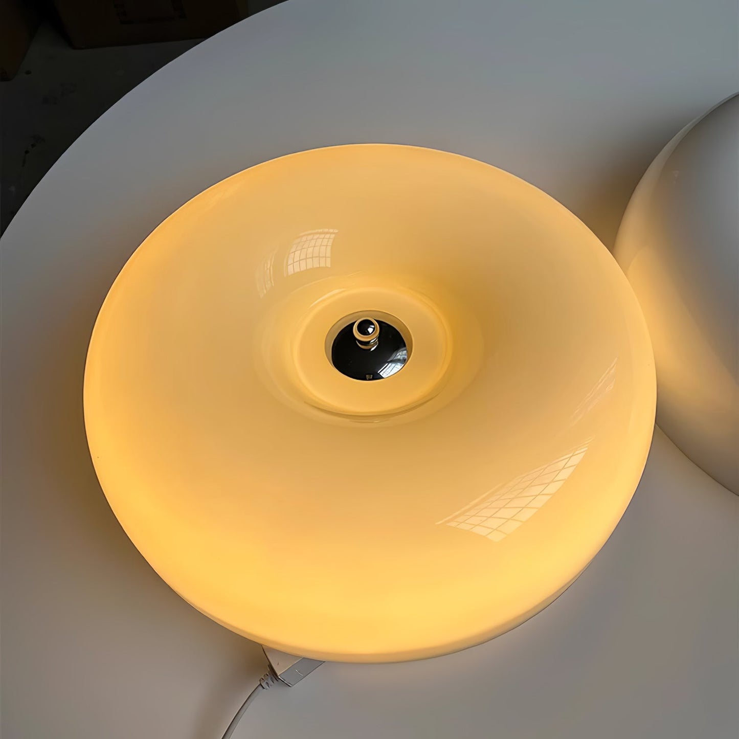 Plafondlamp Melkglas 32–46 cm | Glazen Bol met Zilveren Accent | Dimbare Plafondverlichting Warm Wit