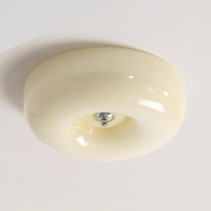 Plafondlamp Melkglas 32–46 cm | Glazen Bol met Zilveren Accent | Dimbare Plafondverlichting Warm Wit