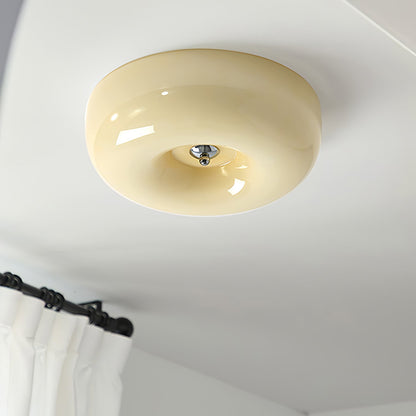Plafondlamp Melkglas 32–46 cm | Glazen Bol met Zilveren Accent | Dimbare Plafondverlichting Warm Wit