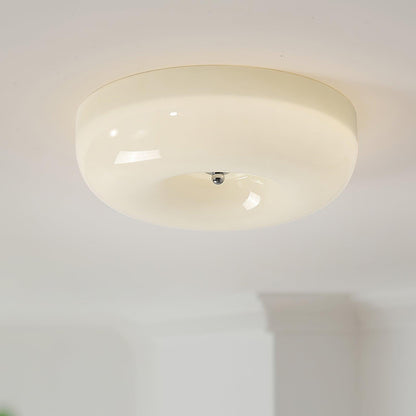 Plafondlamp Melkglas 32–46 cm | Glazen Bol met Zilveren Accent | Dimbare Plafondverlichting Warm Wit