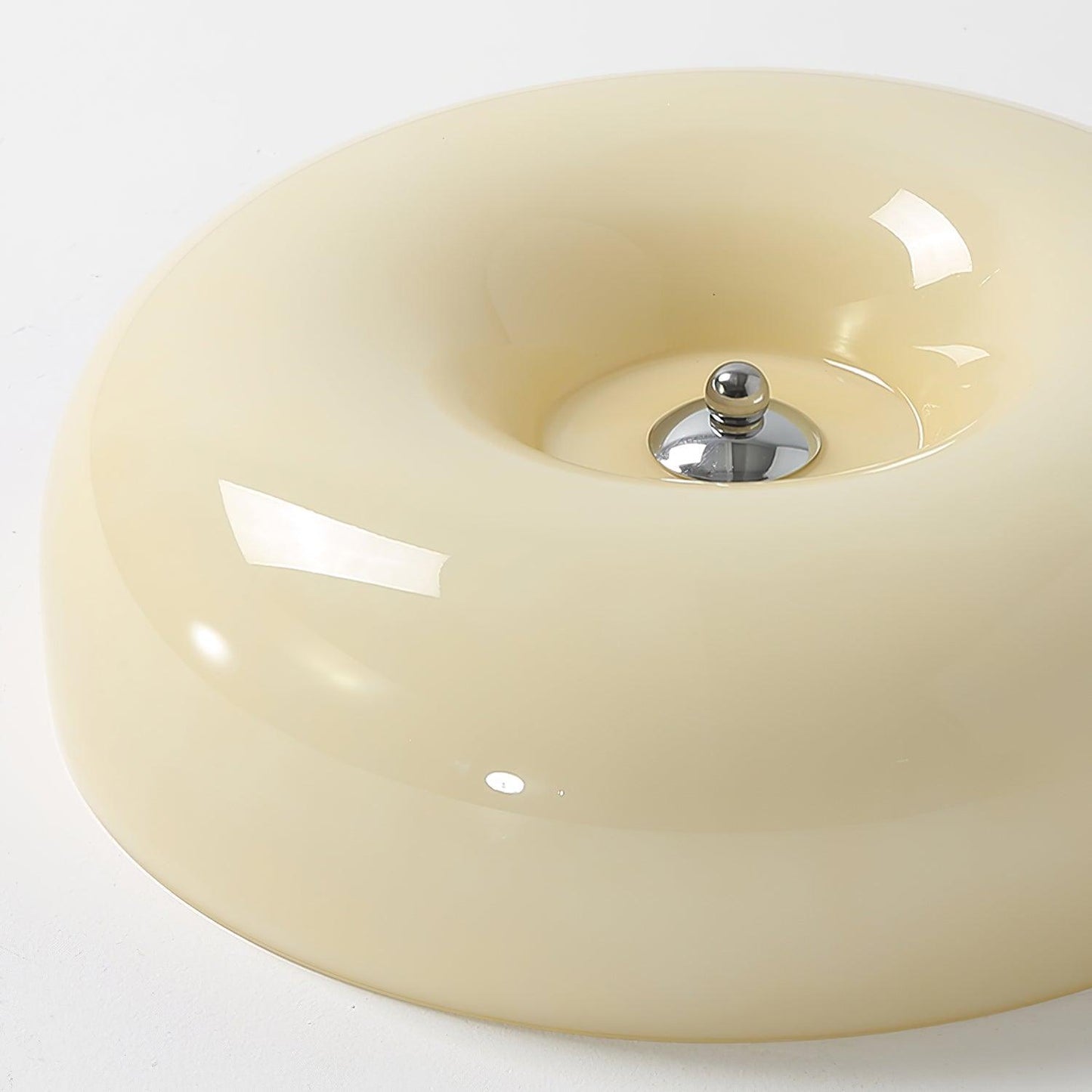 Plafondlamp Melkglas 32–46 cm | Glazen Bol met Zilveren Accent | Dimbare Plafondverlichting Warm Wit
