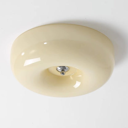 Plafondlamp Melkglas 32–46 cm | Glazen Bol met Zilveren Accent | Dimbare Plafondverlichting Warm Wit