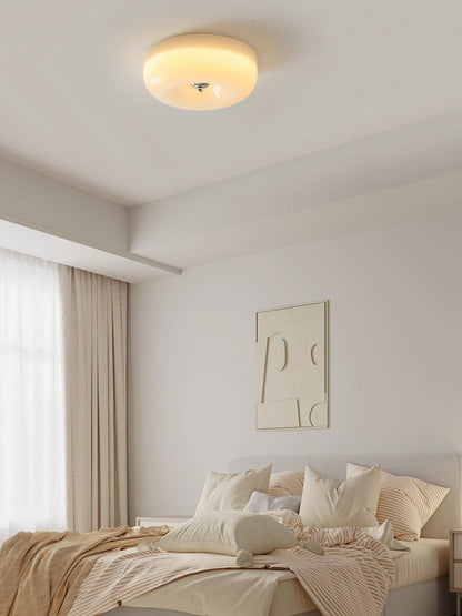 Plafondlamp Melkglas 32–46 cm | Glazen Bol met Zilveren Accent | Dimbare Plafondverlichting Warm Wit