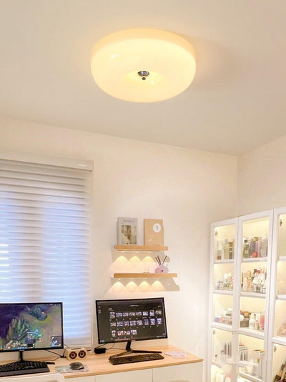 Plafondlamp Melkglas 32–46 cm | Glazen Bol met Zilveren Accent | Dimbare Plafondverlichting Warm Wit