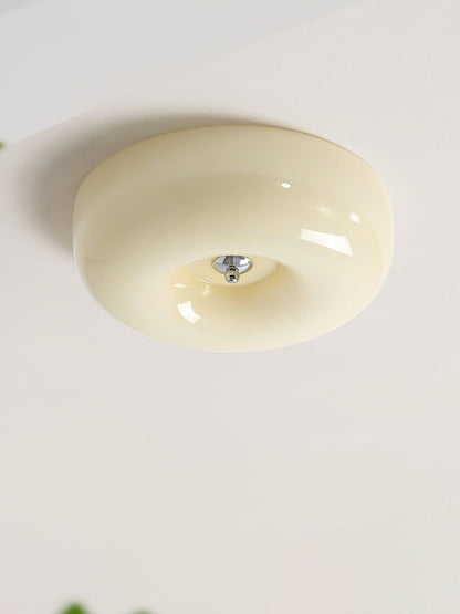Plafondlamp Melkglas 32–46 cm | Glazen Bol met Zilveren Accent | Dimbare Plafondverlichting Warm Wit