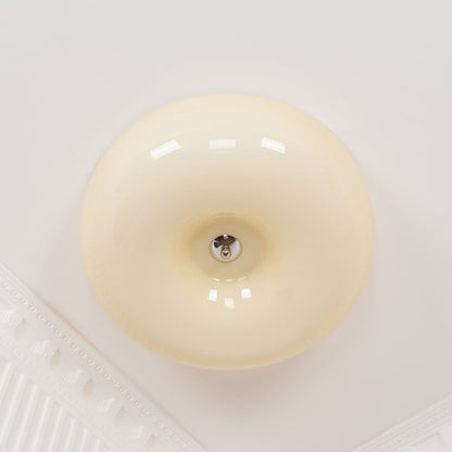 Plafondlamp Melkglas 32–46 cm | Glazen Bol met Zilveren Accent | Dimbare Plafondverlichting Warm Wit
