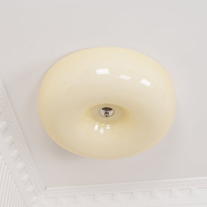 Plafondlamp Melkglas 32–46 cm | Glazen Bol met Zilveren Accent | Dimbare Plafondverlichting Warm Wit