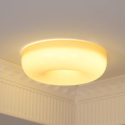 Plafondlamp Melkglas 32–46 cm | Glazen Bol met Zilveren Accent | Dimbare Plafondverlichting Warm Wit