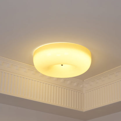 Plafondlamp Melkglas 32–46 cm | Glazen Bol met Zilveren Accent | Dimbare Plafondverlichting Warm Wit