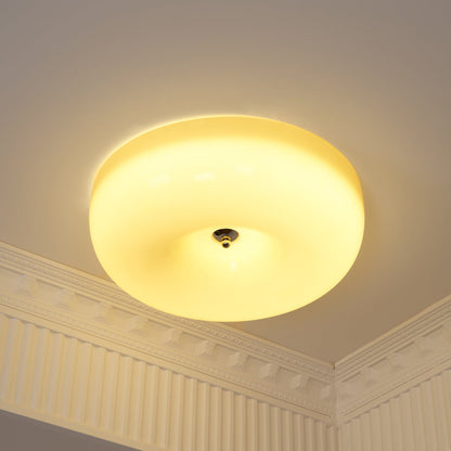 Plafondlamp Melkglas 32–46 cm | Glazen Bol met Zilveren Accent | Dimbare Plafondverlichting Warm Wit