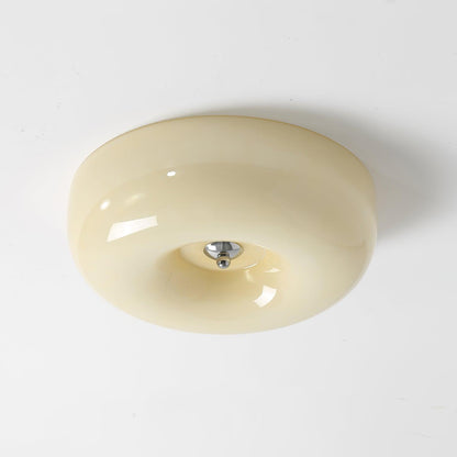 Plafondlamp Melkglas 32–46 cm | Glazen Bol met Zilveren Accent | Dimbare Plafondverlichting Warm Wit