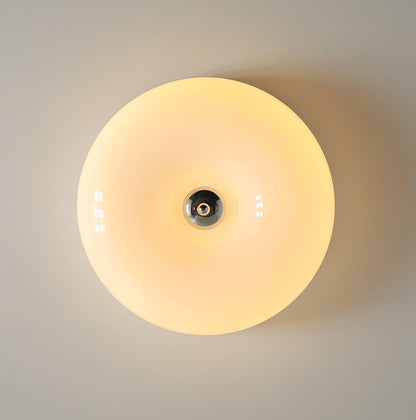 Plafondlamp Melkglas 32–46 cm | Glazen Bol met Zilveren Accent | Dimbare Plafondverlichting Warm Wit