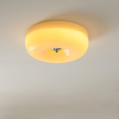 Plafondlamp Melkglas 32–46 cm | Glazen Bol met Zilveren Accent | Dimbare Plafondverlichting Warm Wit