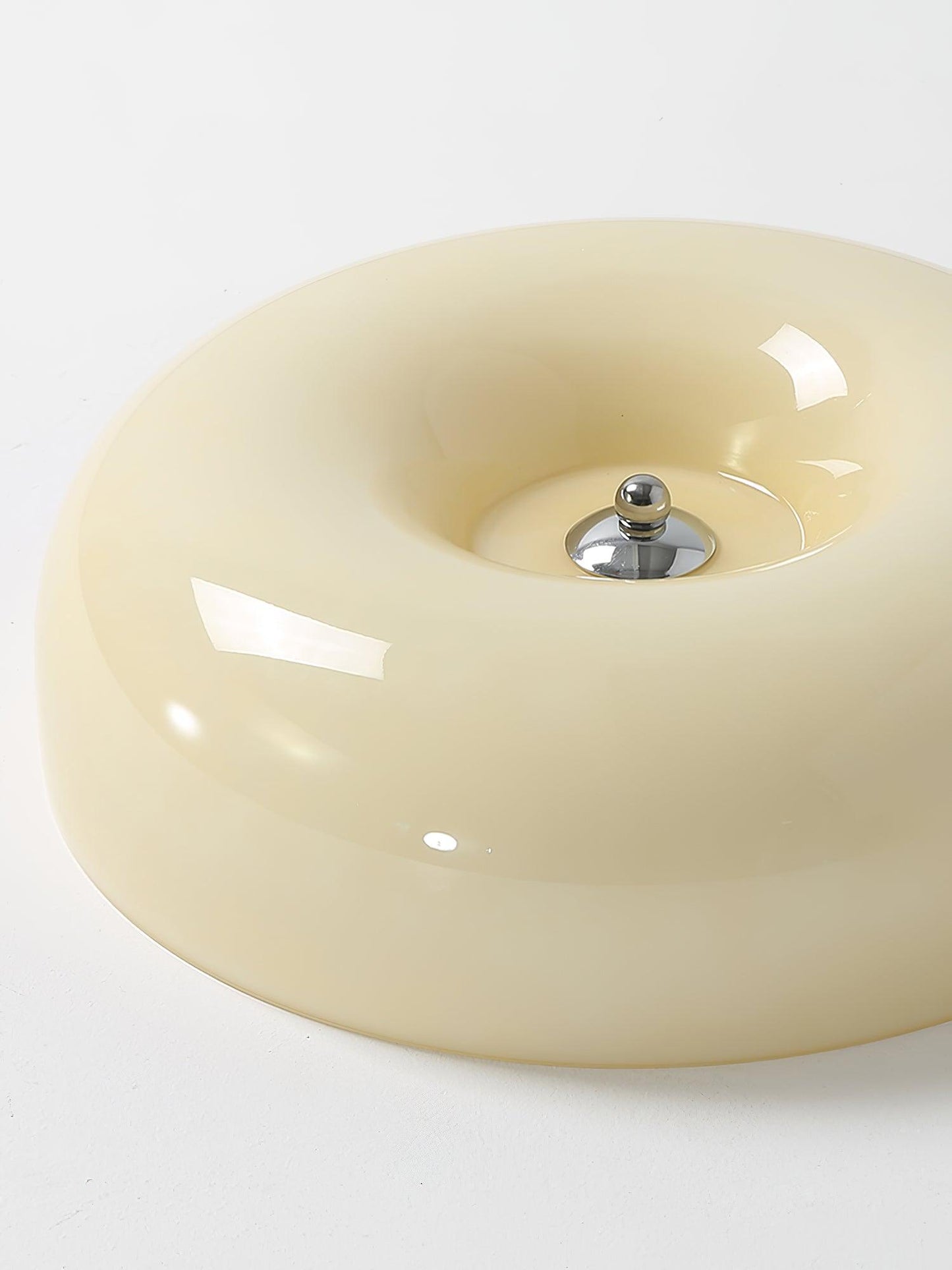 Plafondlamp Melkglas 32–46 cm | Glazen Bol met Zilveren Accent | Dimbare Plafondverlichting Warm Wit