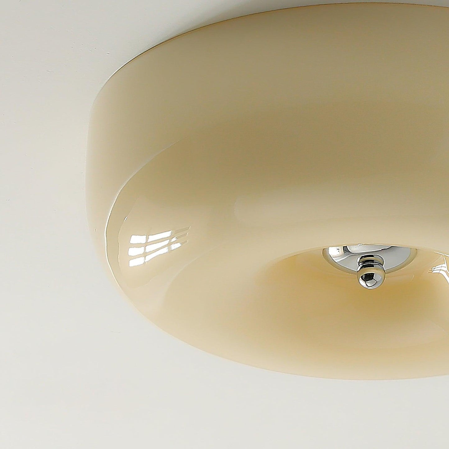 Plafondlamp Melkglas 32–46 cm | Glazen Bol met Zilveren Accent | Dimbare Plafondverlichting Warm Wit