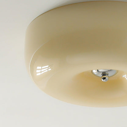 Plafondlamp Melkglas 32–46 cm | Glazen Bol met Zilveren Accent | Dimbare Plafondverlichting Warm Wit