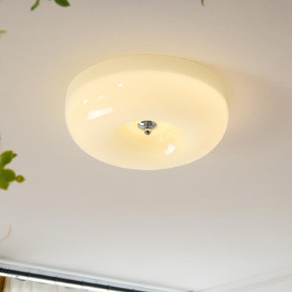 Plafondlamp Melkglas 32–46 cm | Glazen Bol met Zilveren Accent | Dimbare Plafondverlichting Warm Wit