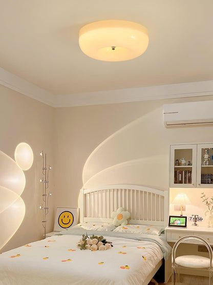 Plafondlamp Melkglas 32–46 cm | Glazen Bol met Zilveren Accent | Dimbare Plafondverlichting Warm Wit