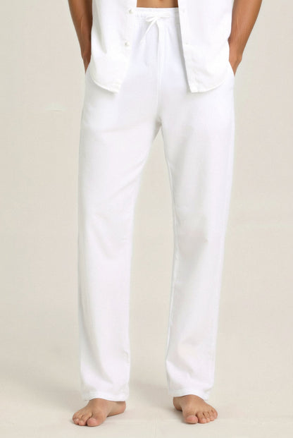 Heren Jogbroek Wit Zacht Comfortabele Loungebroek
