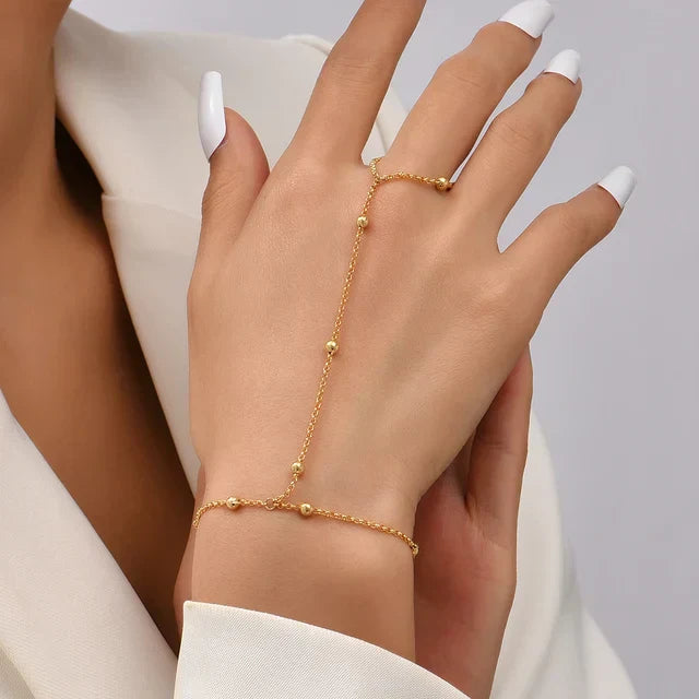 Gouden Armband met Ring Verstelbaar Elegant Design