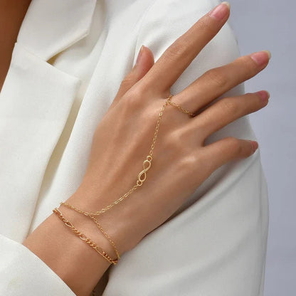 Gouden Armband met Ring Verstelbaar Elegant Design