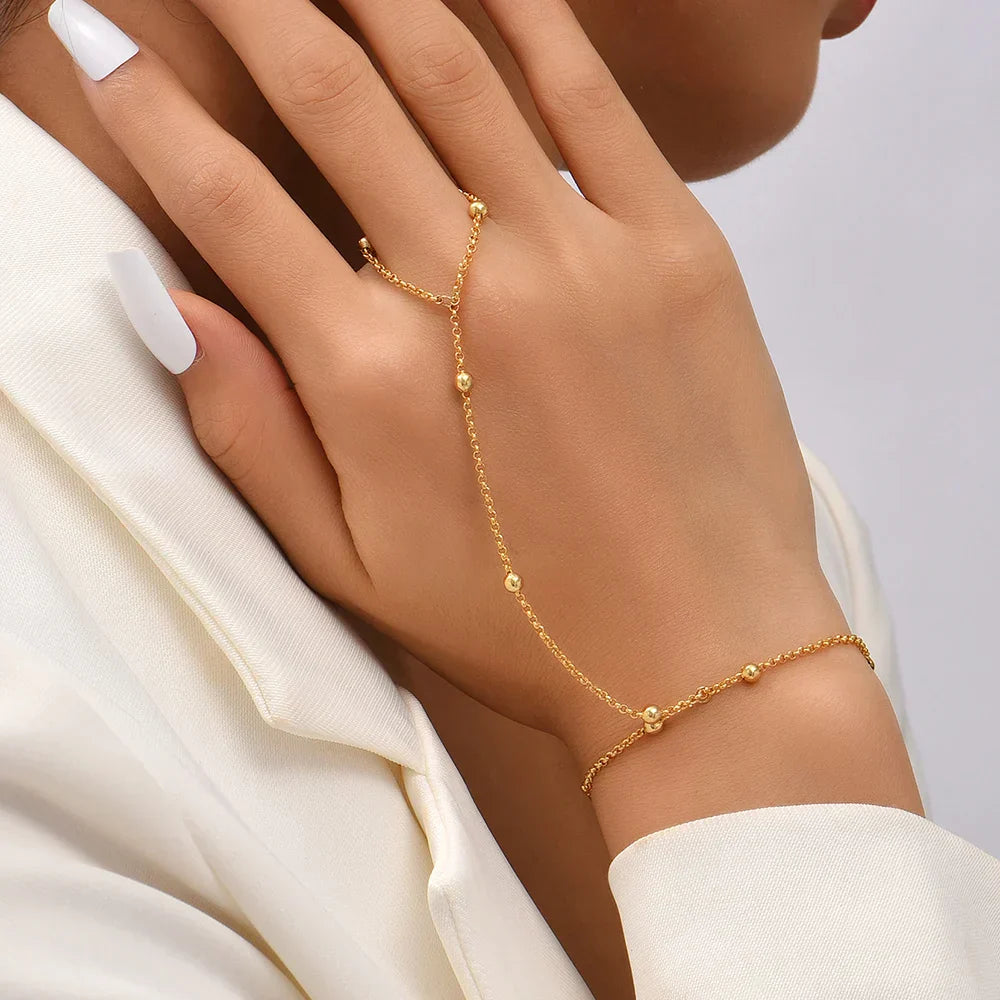 Goudkleurige Sieradenset met Handharnas en Ketting