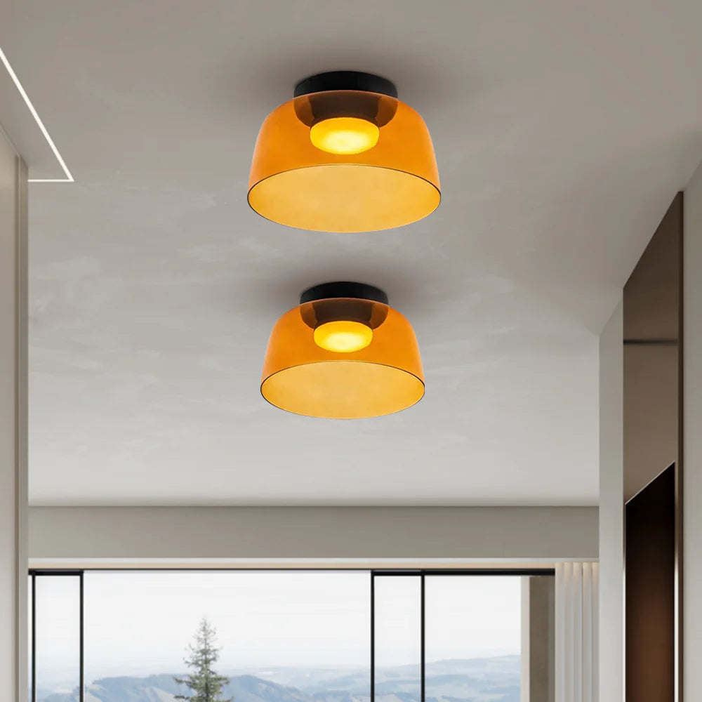 Design Glazen Plafondlamp met Gelaagde Structuur — Elegant Lichtspel voor Eetkamer, Woonkamer en Slaapkamer