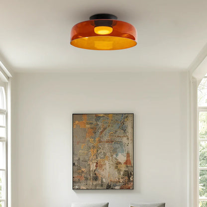 Design Glazen Plafondlamp met Gelaagde Structuur — Elegant Lichtspel voor Eetkamer, Woonkamer en Slaapkamer
