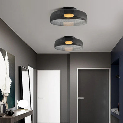 Design Glazen Plafondlamp met Gelaagde Structuur — Elegant Lichtspel voor Eetkamer, Woonkamer en Slaapkamer
