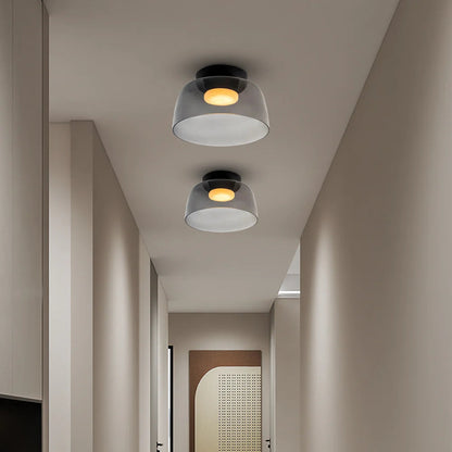 Design Glazen Plafondlamp met Gelaagde Structuur — Elegant Lichtspel voor Eetkamer, Woonkamer en Slaapkamer