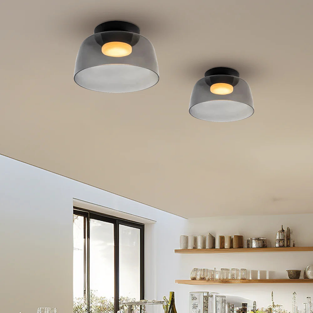 Design Glazen Plafondlamp met Gelaagde Structuur — Elegant Lichtspel voor Eetkamer, Woonkamer en Slaapkamer