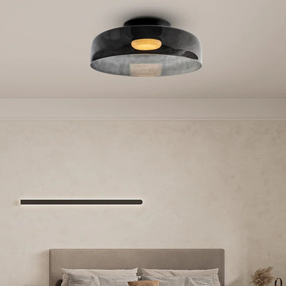 Design Glazen Plafondlamp met Gelaagde Structuur — Elegant Lichtspel voor Eetkamer, Woonkamer en Slaapkamer