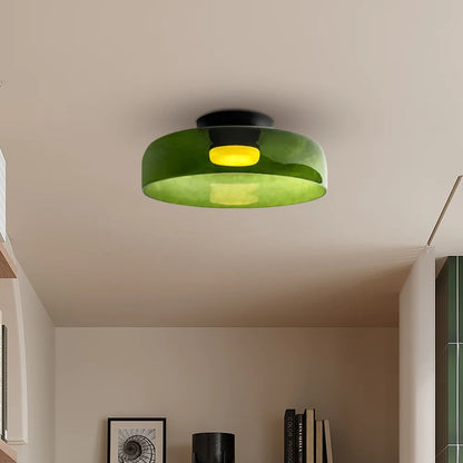 Design Glazen Plafondlamp met Gelaagde Structuur — Elegant Lichtspel voor Eetkamer, Woonkamer en Slaapkamer
