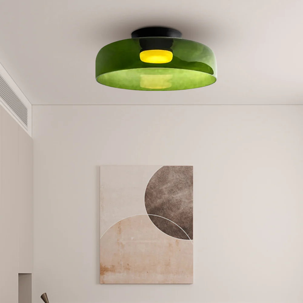 Design Glazen Plafondlamp met Gelaagde Structuur — Elegant Lichtspel voor Eetkamer, Woonkamer en Slaapkamer